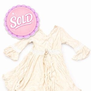 β SOLD | Boho Cottagecore Cream Flowy Lace Dress